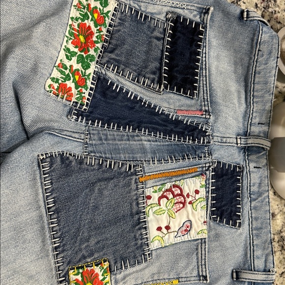 Free People Vintage, Patchwork Jeans. Sz 27 - Picture 7 of 9